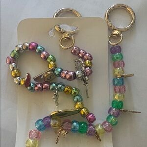 2 Colorful Beaded Keychain with Charms